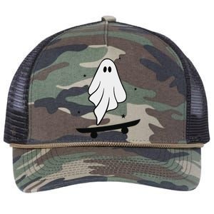 Ghost Skateboard Lazy Halloween Costume Funny Skateboarding Retro Rope Trucker Hat Cap