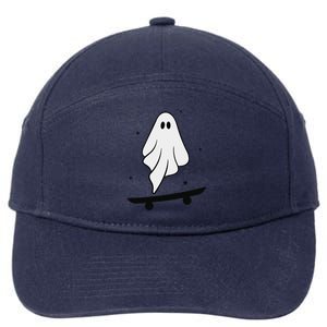 Ghost Skateboard Lazy Halloween Costume Funny Skateboarding 7-Panel Snapback Hat