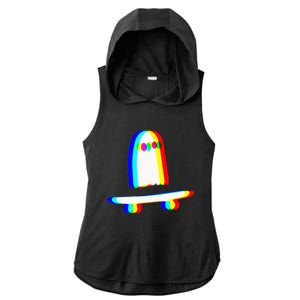 Ghost Skateboard Lazy Halloween Costume Funny Skateboarding Ladies PosiCharge Tri-Blend Wicking Draft Hoodie Tank