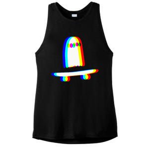 Ghost Skateboard Lazy Halloween Costume Funny Skateboarding Ladies PosiCharge Tri-Blend Wicking Tank