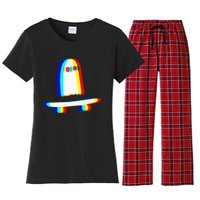 Ghost Skateboard Lazy Halloween Costume Funny Skateboarding Women's Flannel Pajama Set