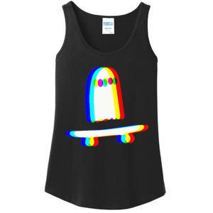 Ghost Skateboard Lazy Halloween Costume Funny Skateboarding Ladies Essential Tank