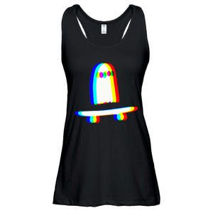 Ghost Skateboard Lazy Halloween Costume Funny Skateboarding Ladies Essential Flowy Tank