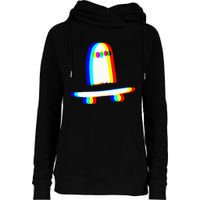 Ghost Skateboard Lazy Halloween Costume Funny Skateboarding Womens Funnel Neck Pullover Hood