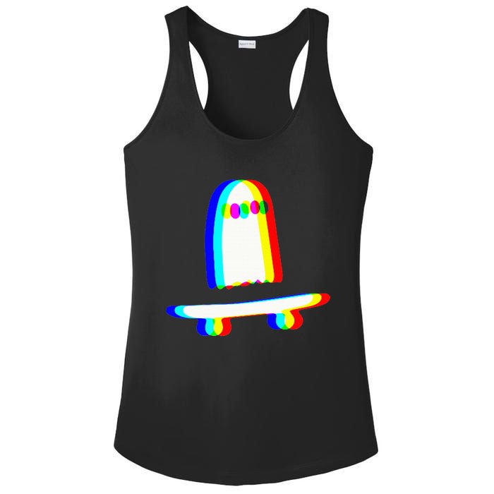 Ghost Skateboard Lazy Halloween Costume Funny Skateboarding Ladies PosiCharge Competitor Racerback Tank