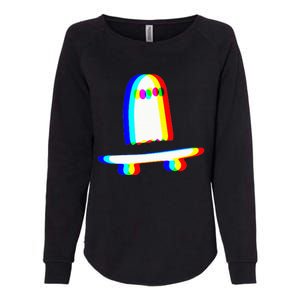 Ghost Skateboard Lazy Halloween Costume Funny Skateboarding Womens California Wash Sweatshirt