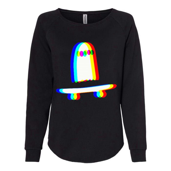 Ghost Skateboard Lazy Halloween Costume Funny Skateboarding Womens California Wash Sweatshirt