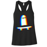 Ghost Skateboard Lazy Halloween Costume Funny Skateboarding Women's Racerback Tank