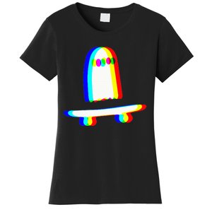 Ghost Skateboard Lazy Halloween Costume Funny Skateboarding Women's T-Shirt