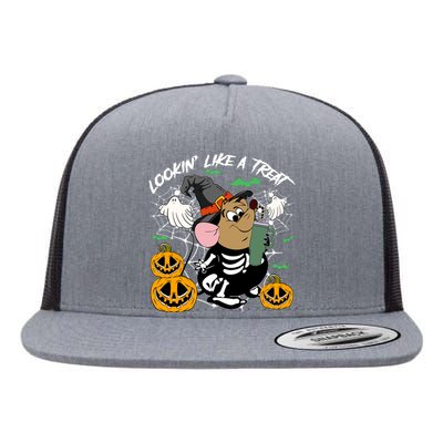 Gus Skeleton Lookin Like A Treat Halloween Flat Bill Trucker Hat