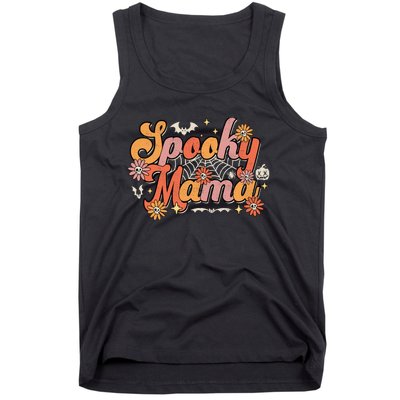 Groovy Spooky Mama Retro Halloween Ghost Witchy Spooky Mom Tank Top