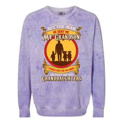 God Sent Me My Grandson And Granddaughters Colorblast Crewneck Sweatshirt