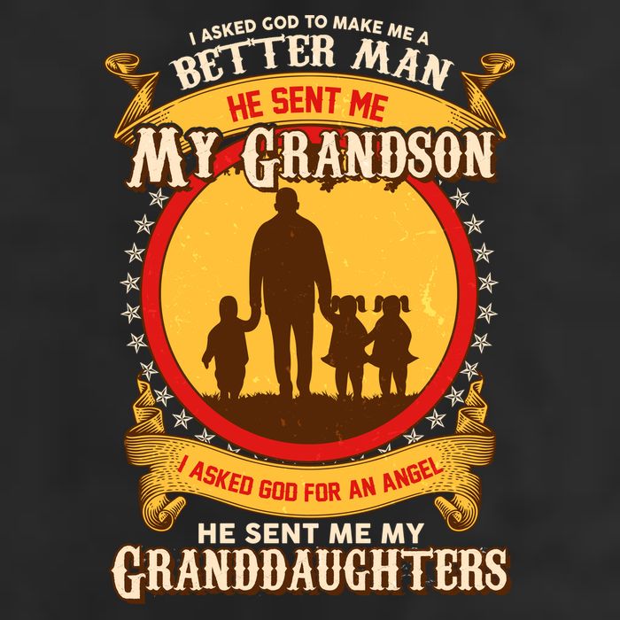 God Sent Me My Grandson And Granddaughters 7 Panel Mesh Trucker Snapback Hat