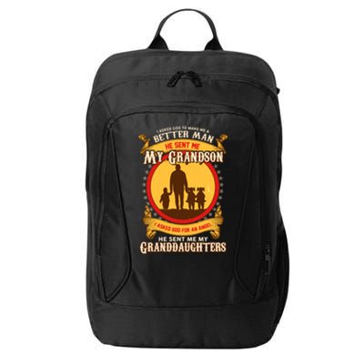 God Sent Me My Grandson And Granddaughters City Backpack