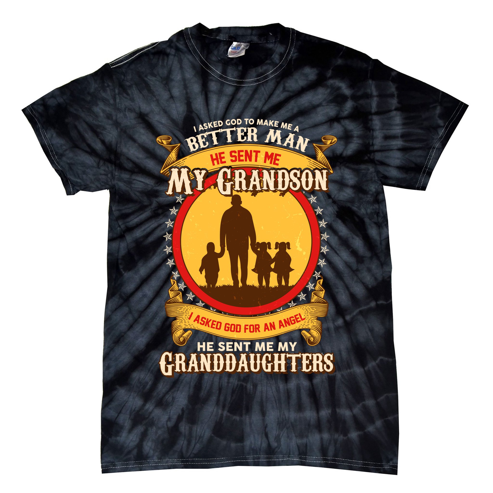 God Sent Me My Grandson And Granddaughters Tie-Dye T-Shirt