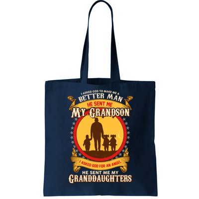 God Sent Me My Grandson And Granddaughters Tote Bag