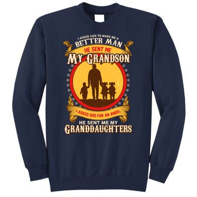 God Sent Me My Grandson And Granddaughters Tall Sweatshirt