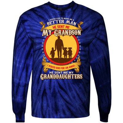 God Sent Me My Grandson And Granddaughters Tie-Dye Long Sleeve Shirt