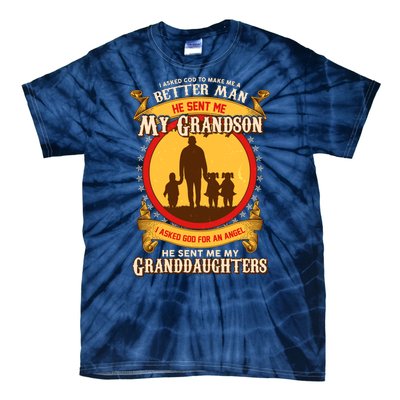 God Sent Me My Grandson And Granddaughters Tie-Dye T-Shirt