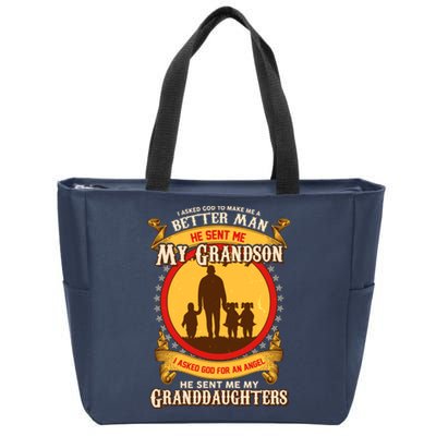 God Sent Me My Grandson And Granddaughters Zip Tote Bag