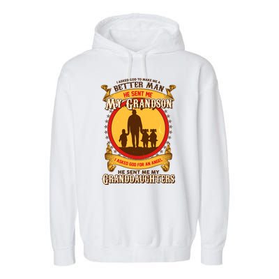 God Sent Me My Grandson And Granddaughters Garment-Dyed Fleece Hoodie