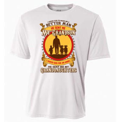 God Sent Me My Grandson And Granddaughters Cooling Performance Crew T-Shirt