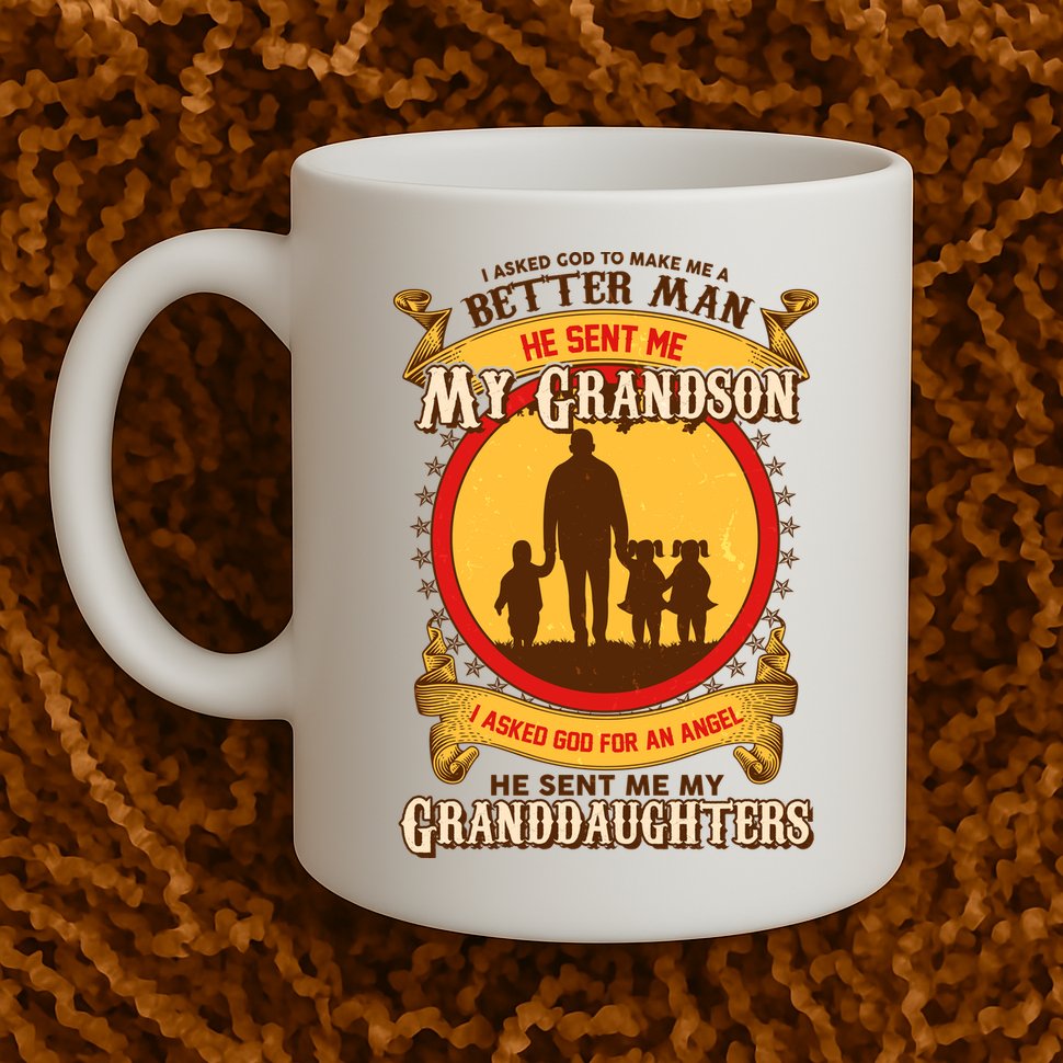 God Sent Me My Grandson And Granddaughters Mug