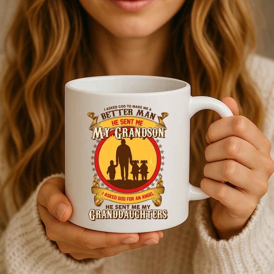 God Sent Me My Grandson And Granddaughters Mug