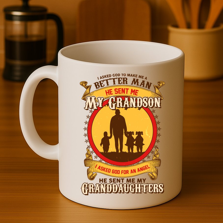 God Sent Me My Grandson And Granddaughters Mug