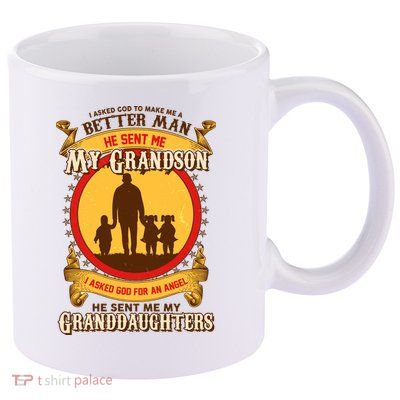 God Sent Me My Grandson And Granddaughters 11oz C Handle Ceramic Mug