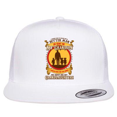 God Sent Me My Grandson And Granddaughters Flatbill Hat