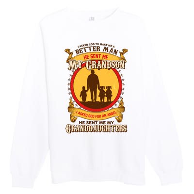 God Sent Me My Grandson And Granddaughters Premium Crewneck Sweatshirt