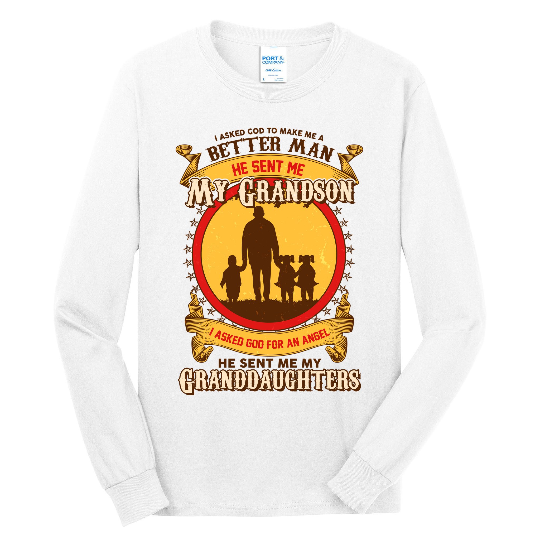 God Sent Me My Grandson And Granddaughters Tall Long Sleeve T-Shirt