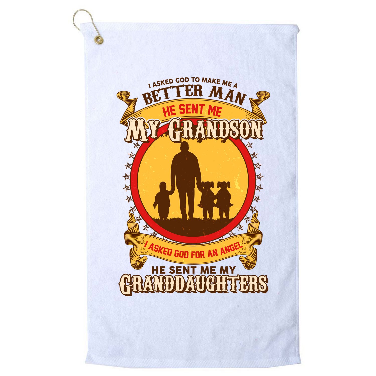 God Sent Me My Grandson And Granddaughters Golf Towel