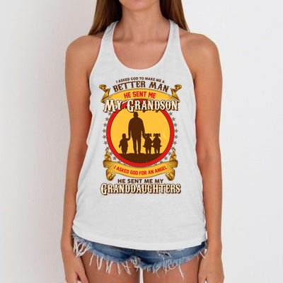 God Sent Me My Grandson And Granddaughters Women's Knotted Racerback Tank