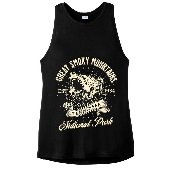 Great Smoky Mountains National Park Tennessee Bear Hike Meaningful Gift Ladies PosiCharge Tri-Blend Wicking Tank