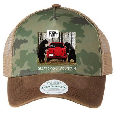 Great Smoky Mountain Bears Hey Look A Menu Legacy Tie Dye Trucker Hat