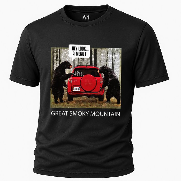 Great Smoky Mountain Bears Hey Look A Menu Cooling Performance Crew T-Shirt