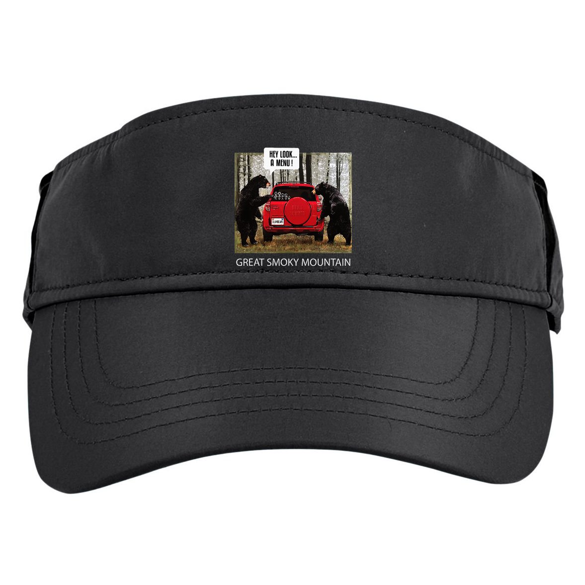 Great Smoky Mountain Bears Hey Look A Menu Adult Drive Performance Visor