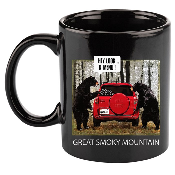 Great Smoky Mountain Bears Hey Look A Menu 11oz C Handle Ceramic Mug