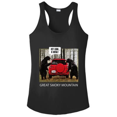 Great Smoky Mountain Bears Hey Look A Menu Ladies PosiCharge Competitor Racerback Tank