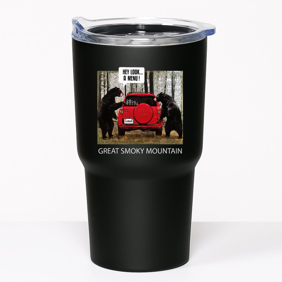 Great Smoky Mountain Bears Hey Look A Menu Tumbler