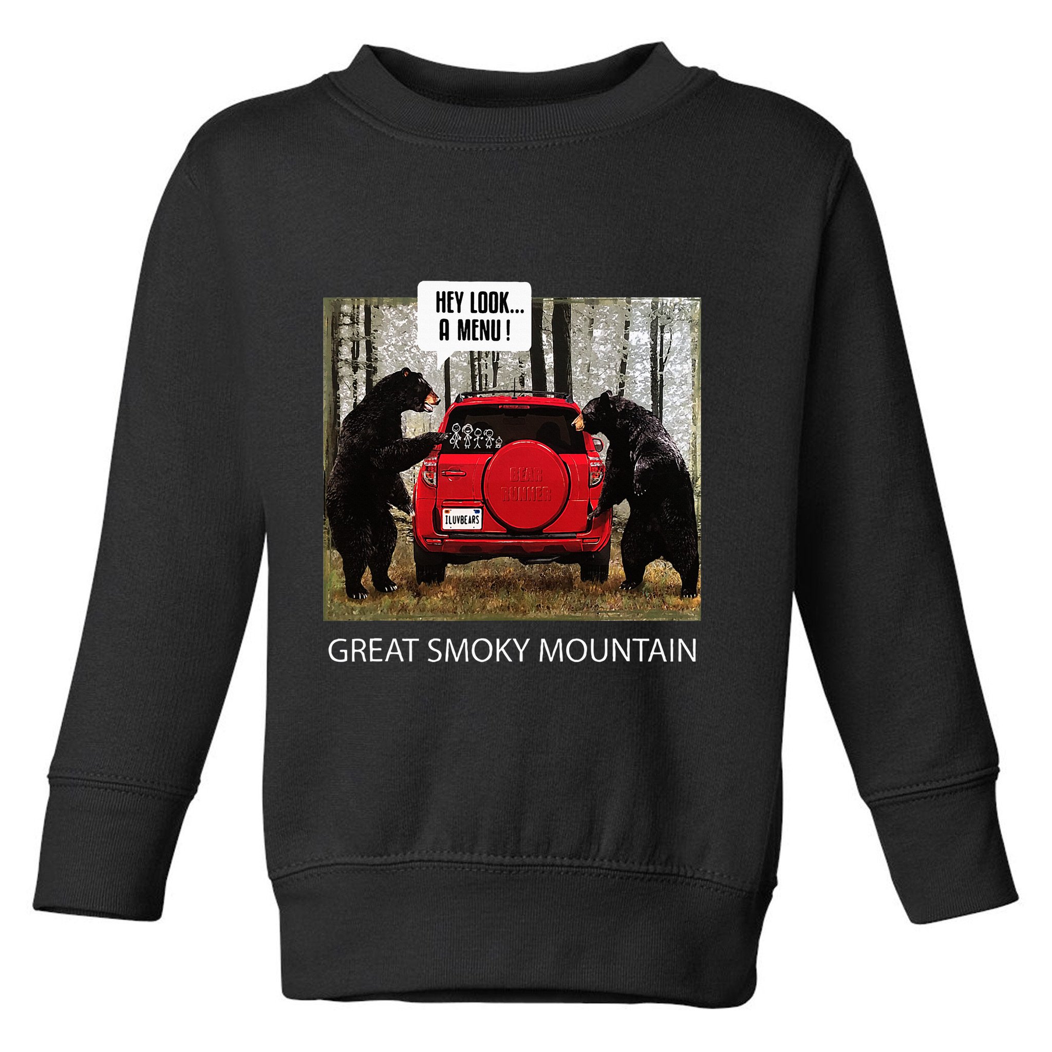Great Smoky Mountain Bears Hey Look A Menu Toddler Sweatshirt