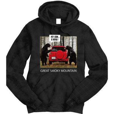 Great Smoky Mountain Bears Hey Look A Menu Tie Dye Hoodie