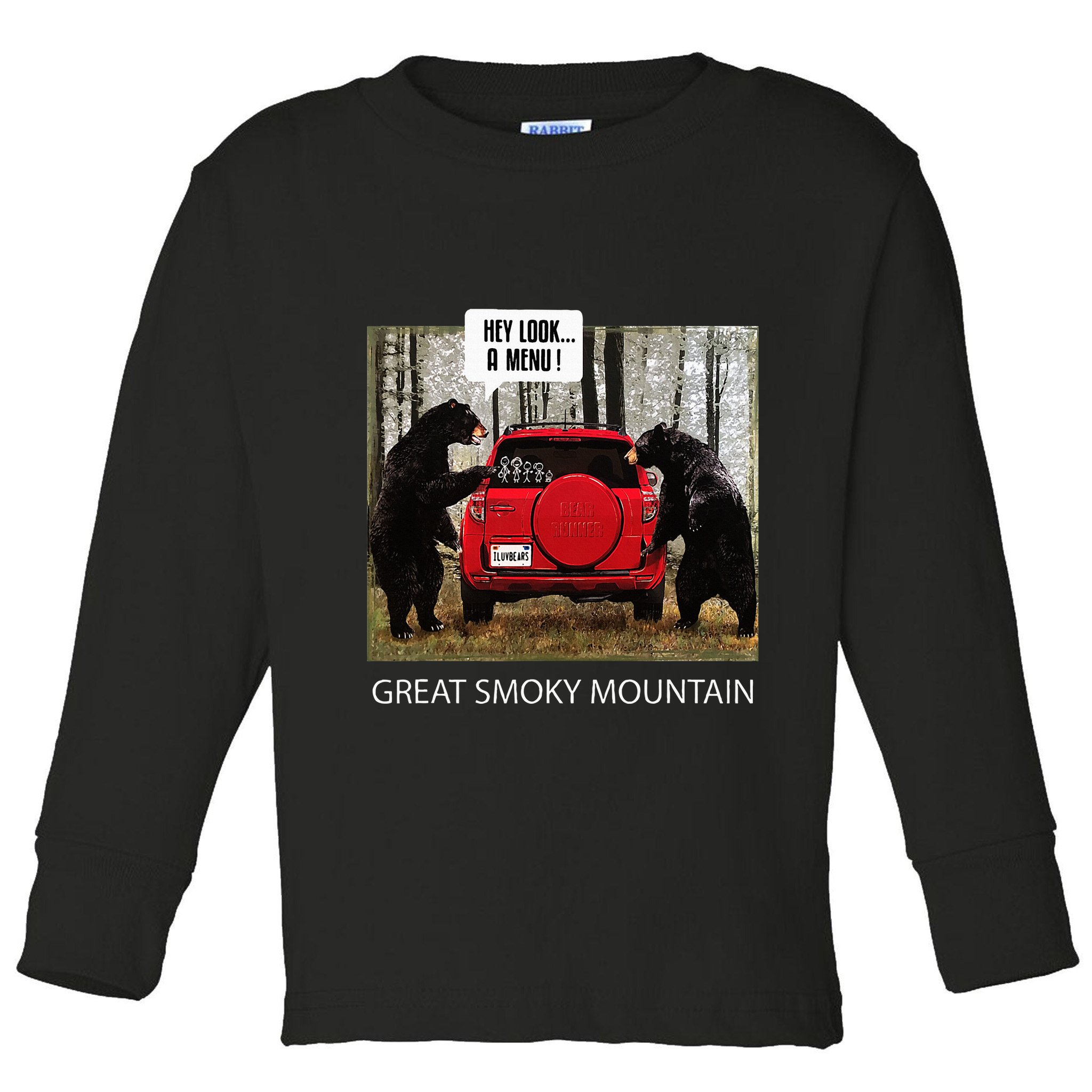 Great Smoky Mountain Bears Hey Look A Menu Toddler Long Sleeve Shirt