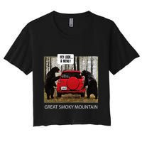 Great Smoky Mountain Bears Hey Look A Menu Women's Crop Top Tee