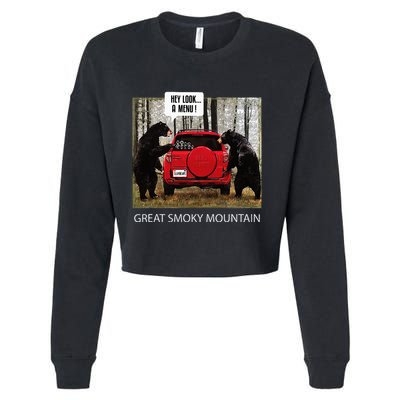 Great Smoky Mountain Bears Hey Look A Menu Cropped Pullover Crew