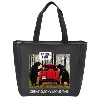 Great Smoky Mountain Bears Hey Look A Menu Zip Tote Bag