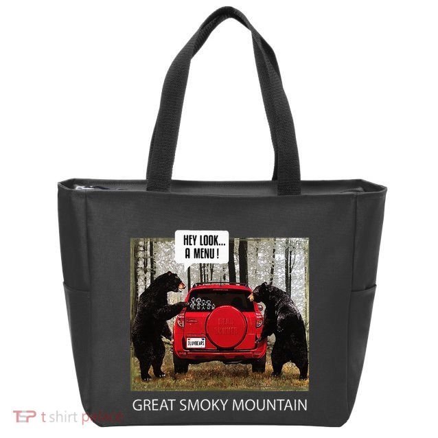 Great Smoky Mountain Bears Hey Look A Menu Zip Tote Bag