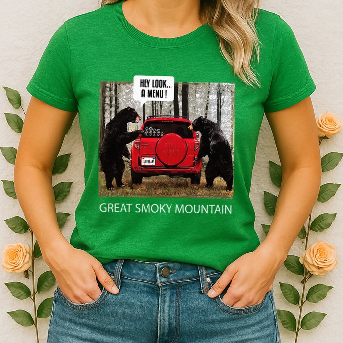 Great Smoky Mountain Bears Hey Look A Menu Womens T-Shirt